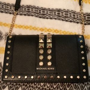 Michael Kors black bag with gold metal accents